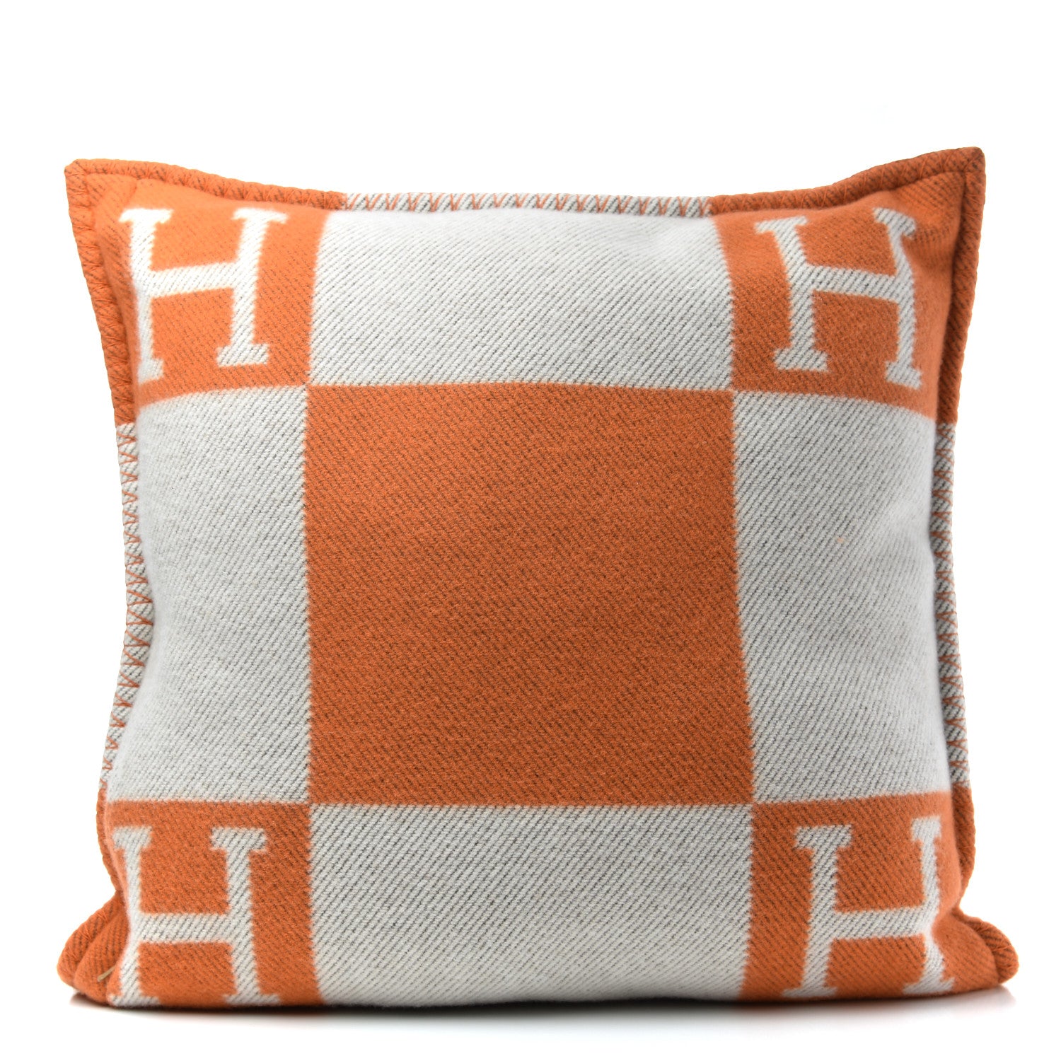 Hermes Wool Cashmere Avalon Pillow PM Ecru Potiron 2 of 3