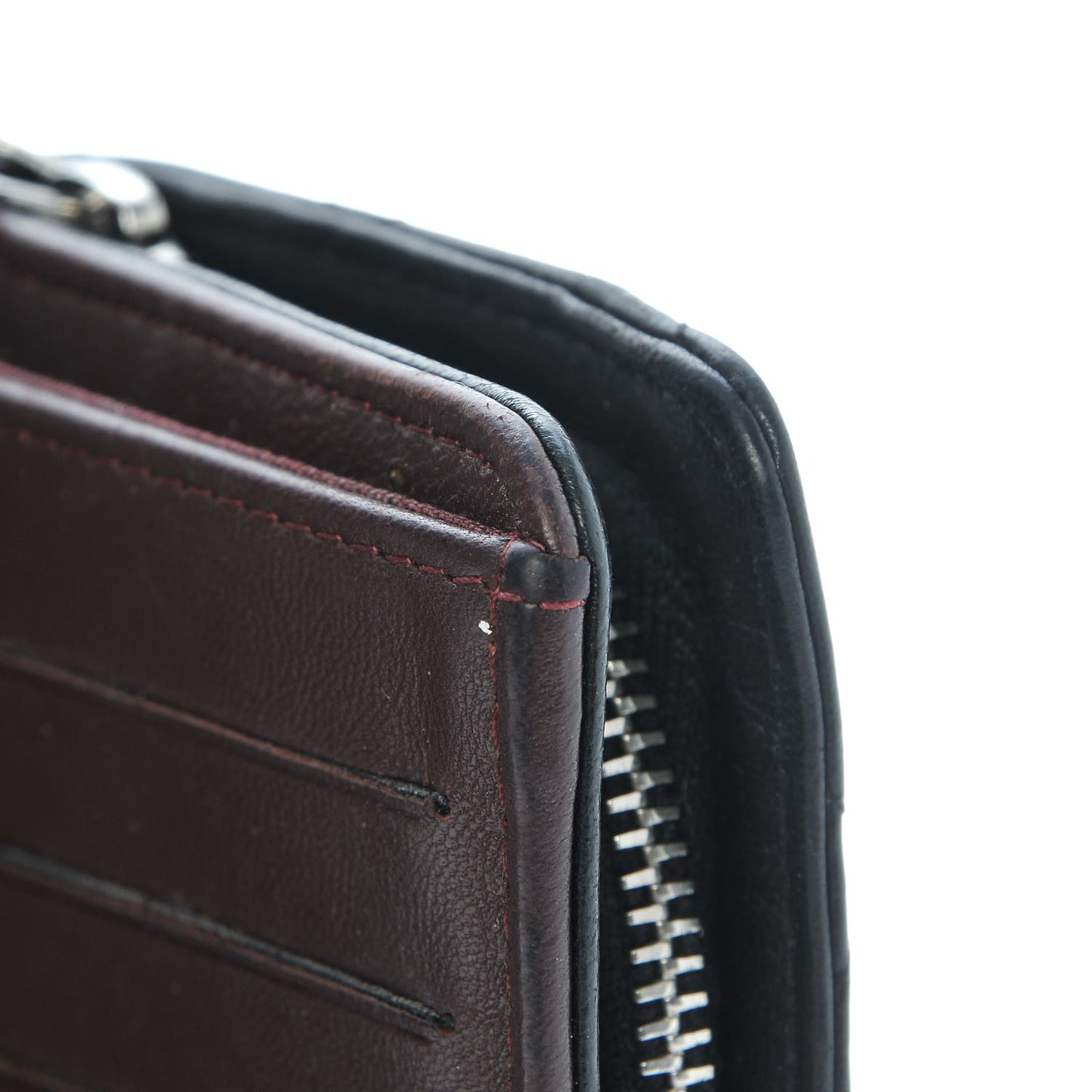 Lambskin Quilted Zipped Pocket Wallet Black