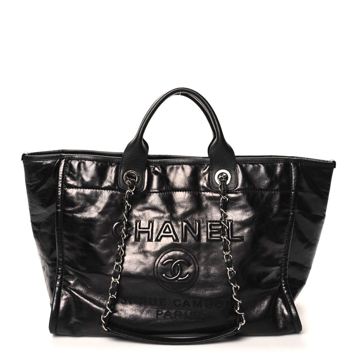 Chanel Glazed Calfskin Medium Deauville Tote Black 1 of 12