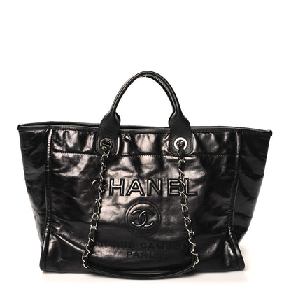 Chanel Glazed Calfskin Medium Deauville Tote Black 1 of 12