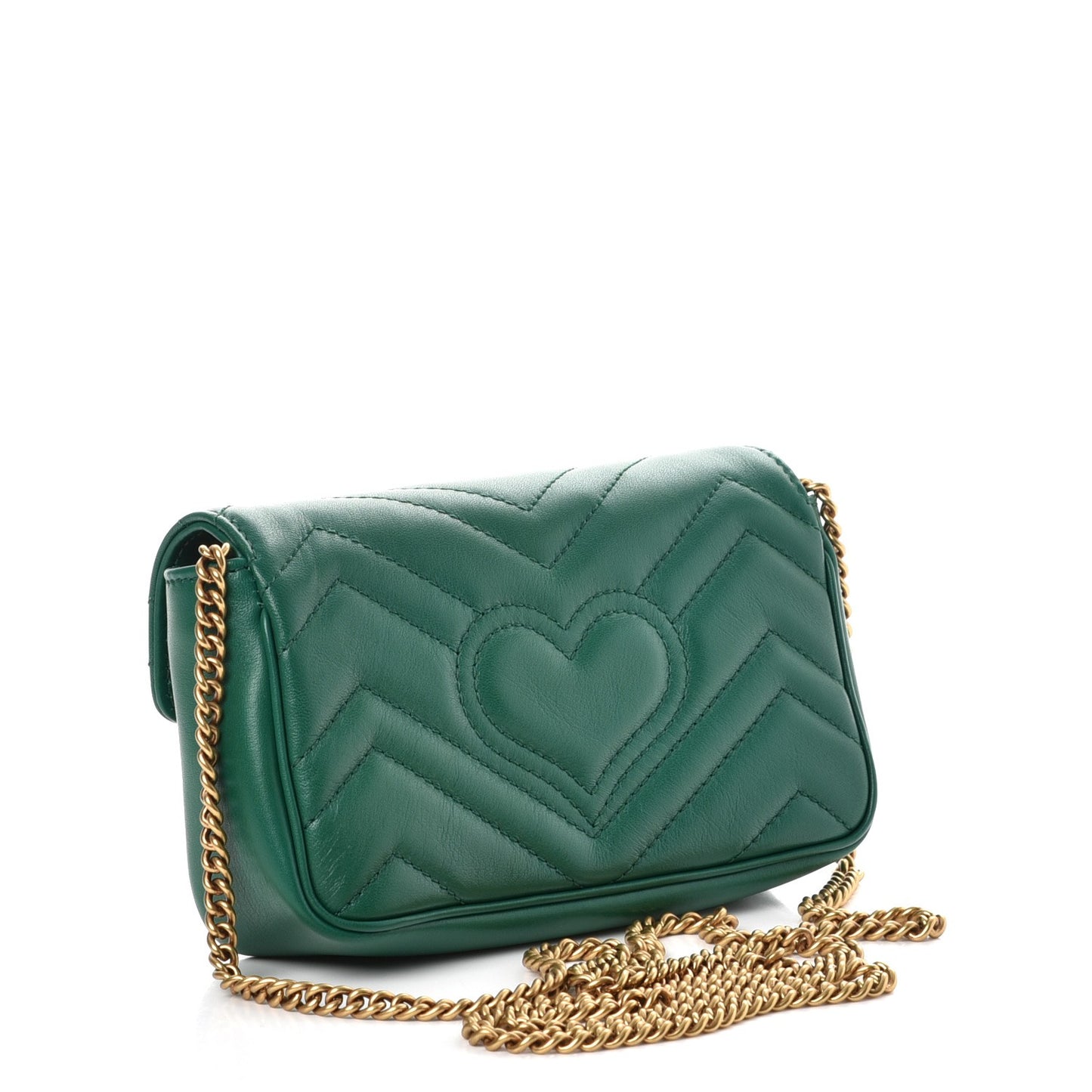 Calfskin Matelasse Super Mini GG Marmont Shoulder Bag Emerald Green