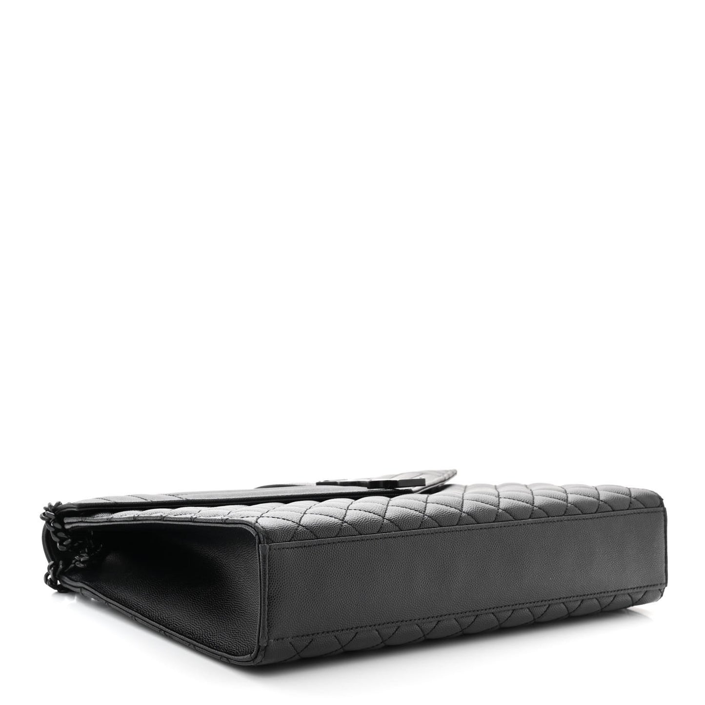 Grain De Poudre Textured Mixed Matelasse Large Triquilt Monogram Monochrome Satchel Black