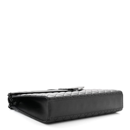 Saint Laurent Grain De Poudre Textured Mixed Matelasse Large Triquilt Monogram Monochrome Satchel Black 4 of 10