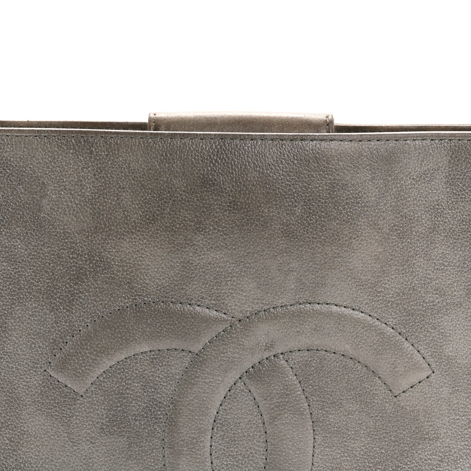 Chanel Iridescent Calfskin CC East West Shopping Tote Light Grey 9 of 17