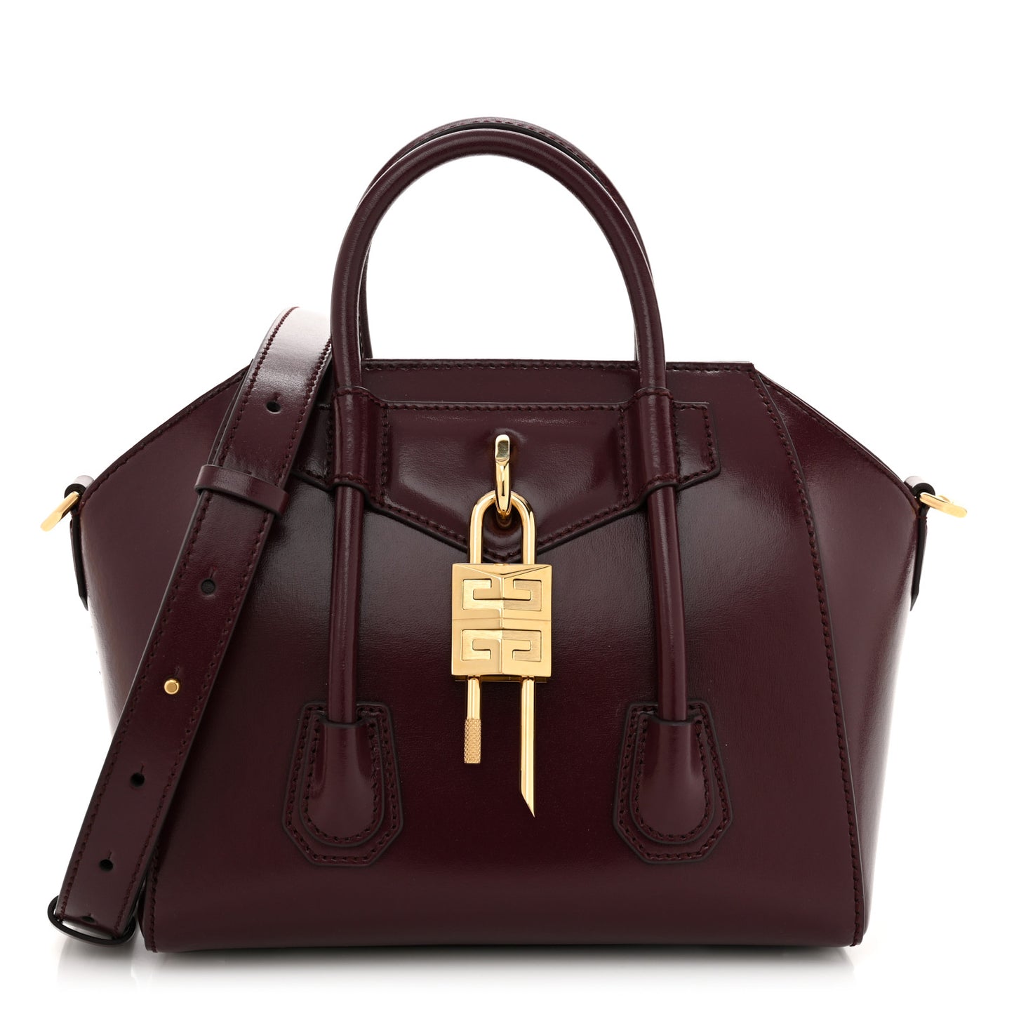 Box Calfskin Mini Lock Antigona Oxblood Red