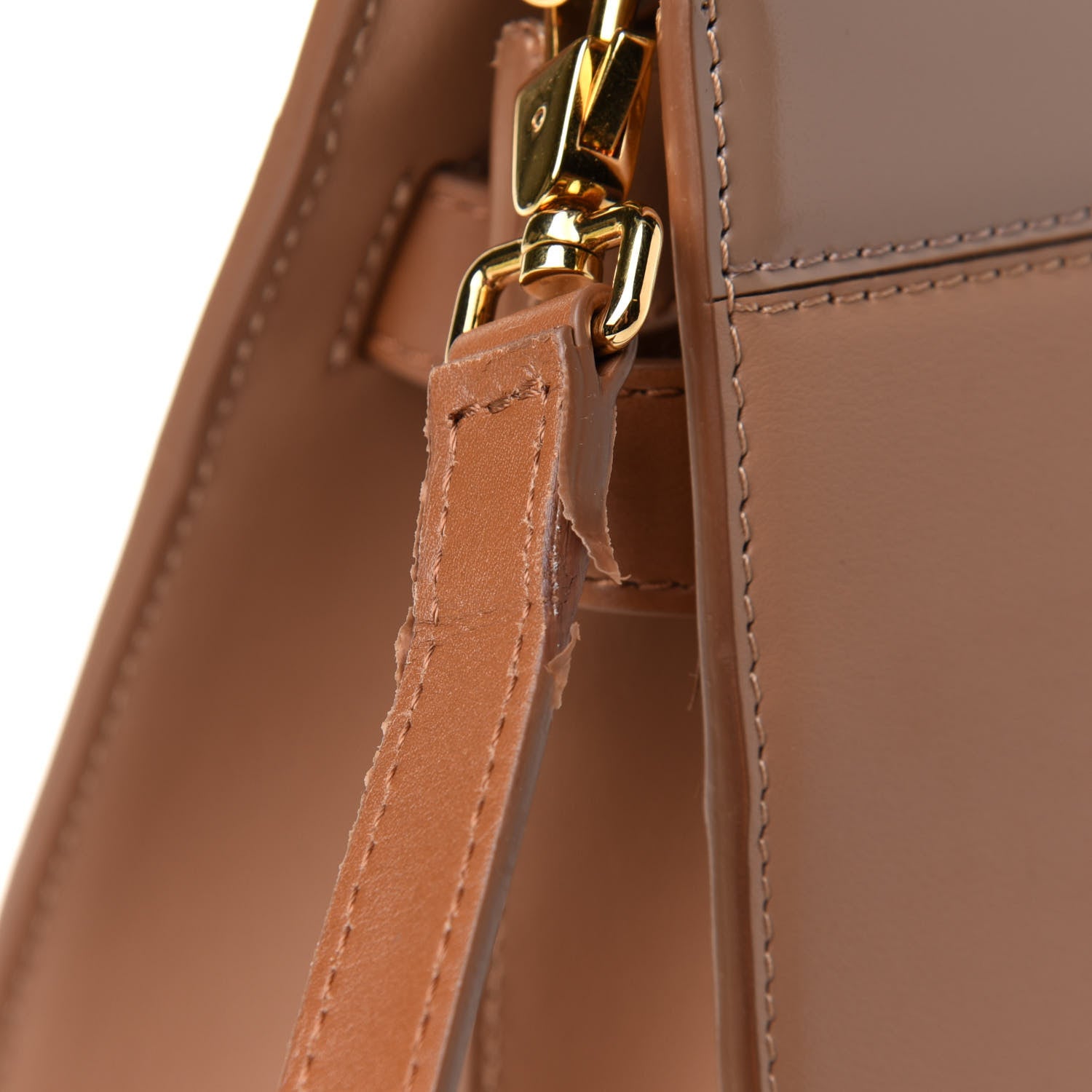 Burberry Patent Smooth Calfskin Paneled Medium Two Handle Title Bag Tan 10 of 10