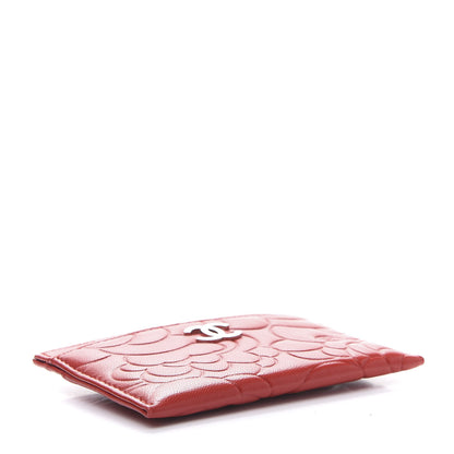Chanel Lambskin Camellia Embossed Card Holder Red 4 of 11