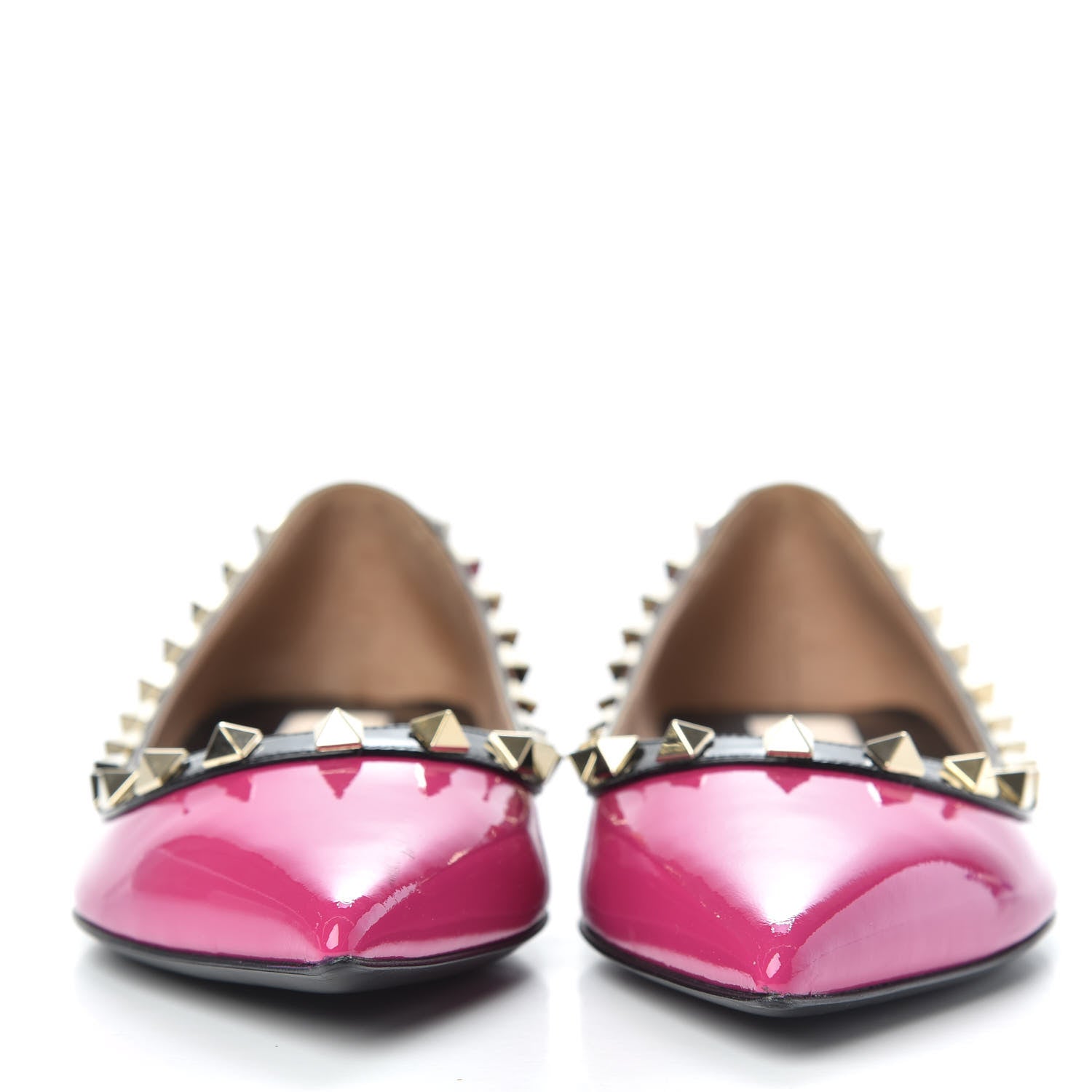 Valentino Garavani Patent Rockstud Ballerina Flats 36 Fuxia Black 2 of 9