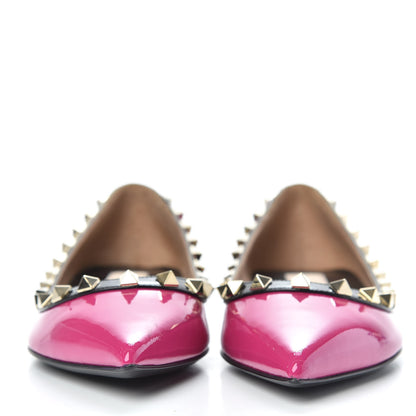 Valentino Garavani Patent Rockstud Ballerina Flats 36 Fuxia Black 2 of 9