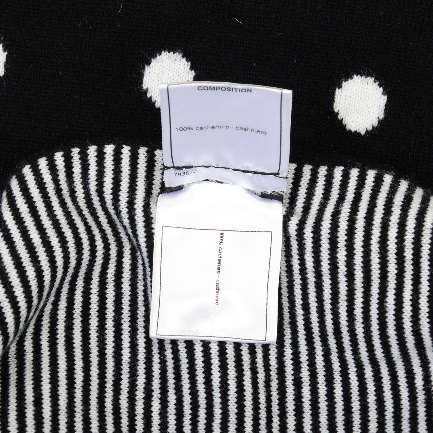 Cashmere Crystal CC Fringe Scarf Black White