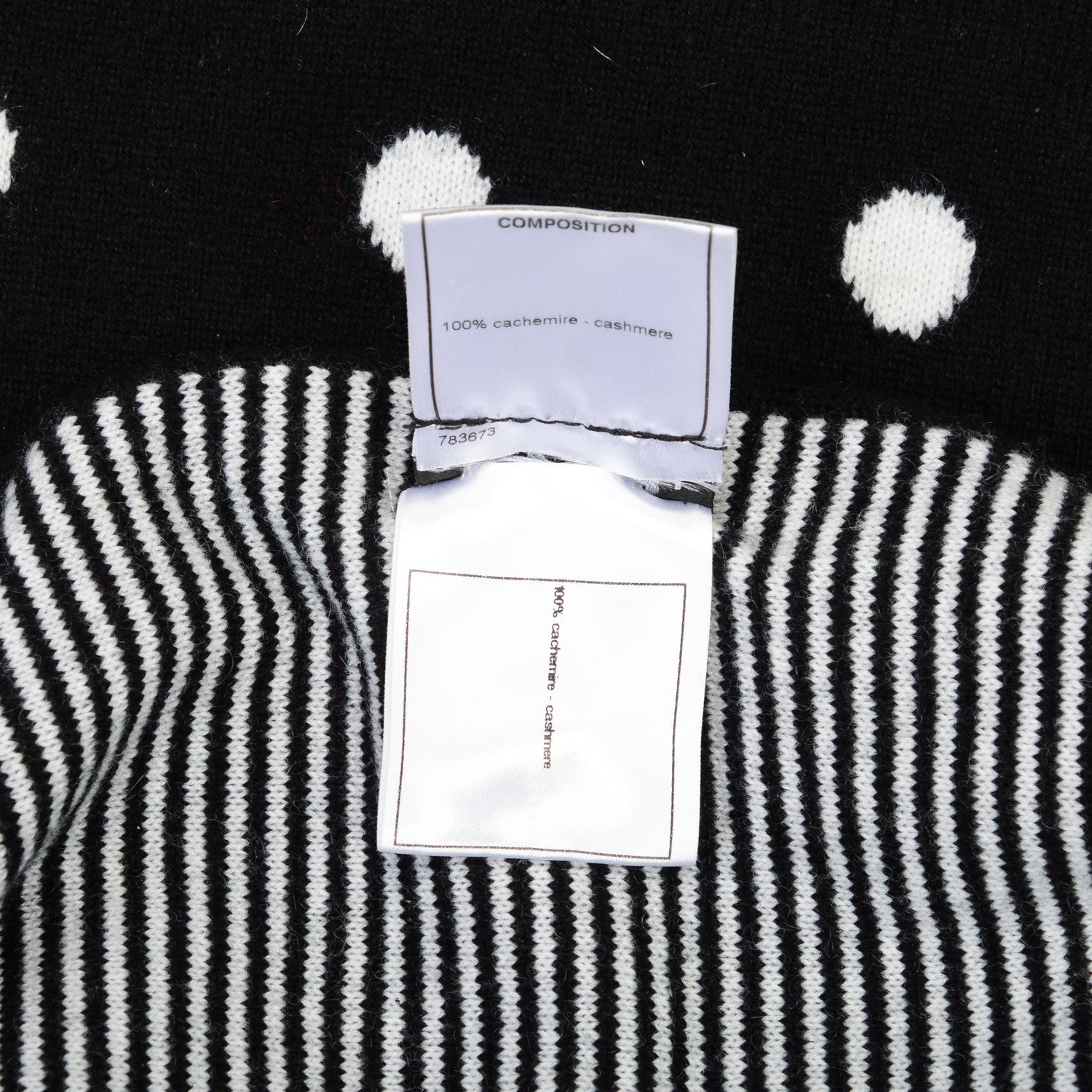 Chanel Cashmere Crystal CC Fringe Scarf Black White 3 of 5