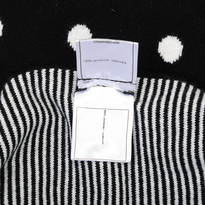 Chanel Cashmere Crystal CC Fringe Scarf Black White 3 of 5