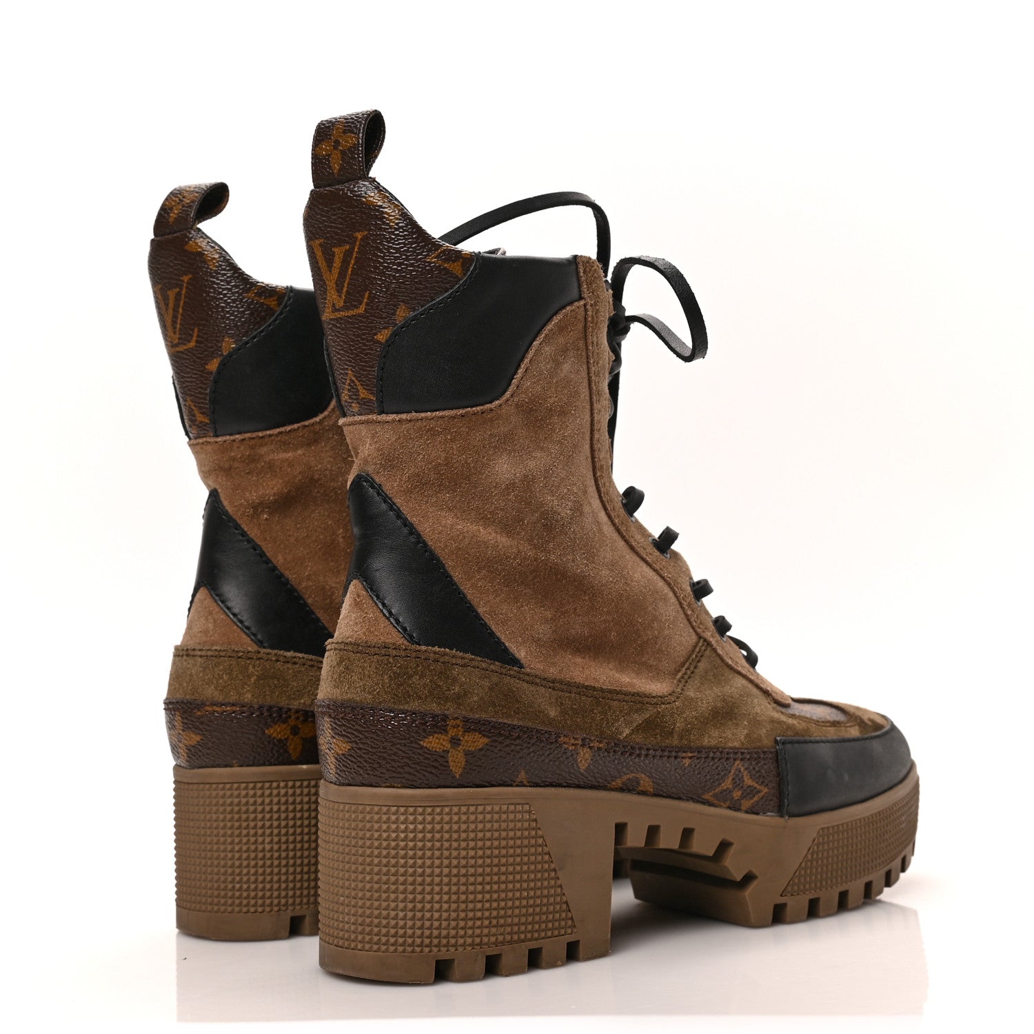 Louis Vuitton Suede Calfskin Monogram Laureate Platform Desert Boots 36 Taupe 4 of 6