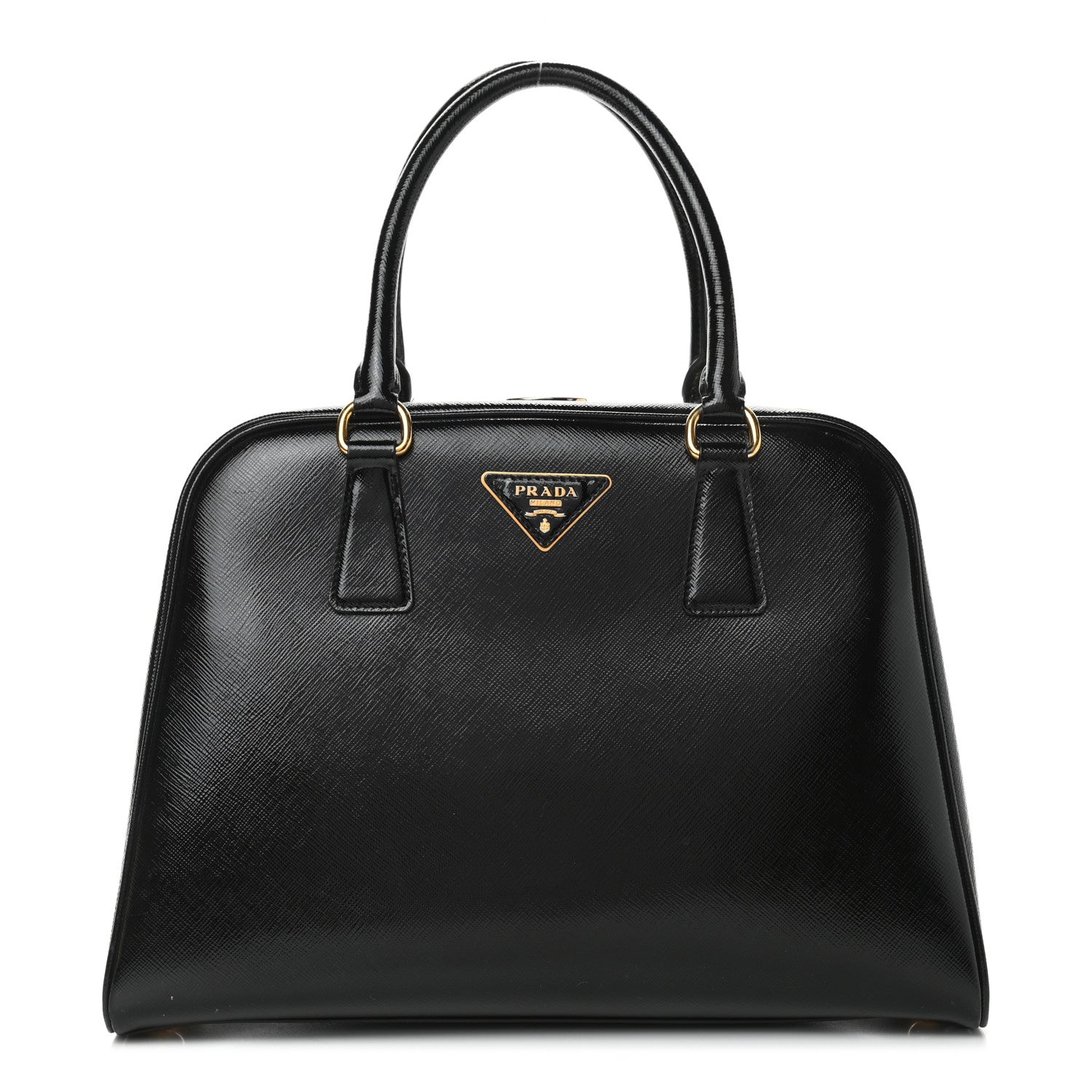 Prada Saffiano Vernice Pyramid Bag Black 1 of 11