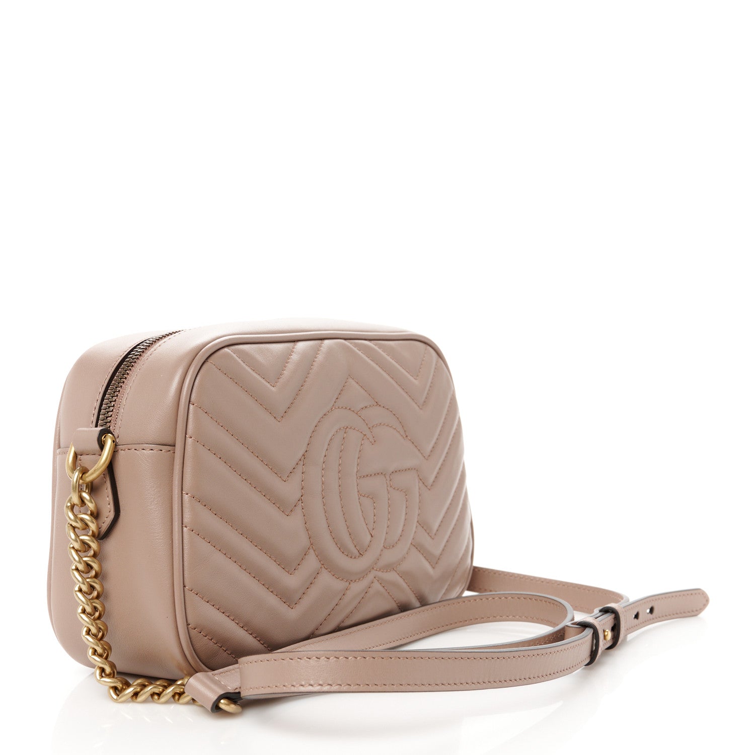 Gucci Calfskin Matelasse Small GG Marmont Chain Shoulder Bag Porcelain Rose 3 of 10