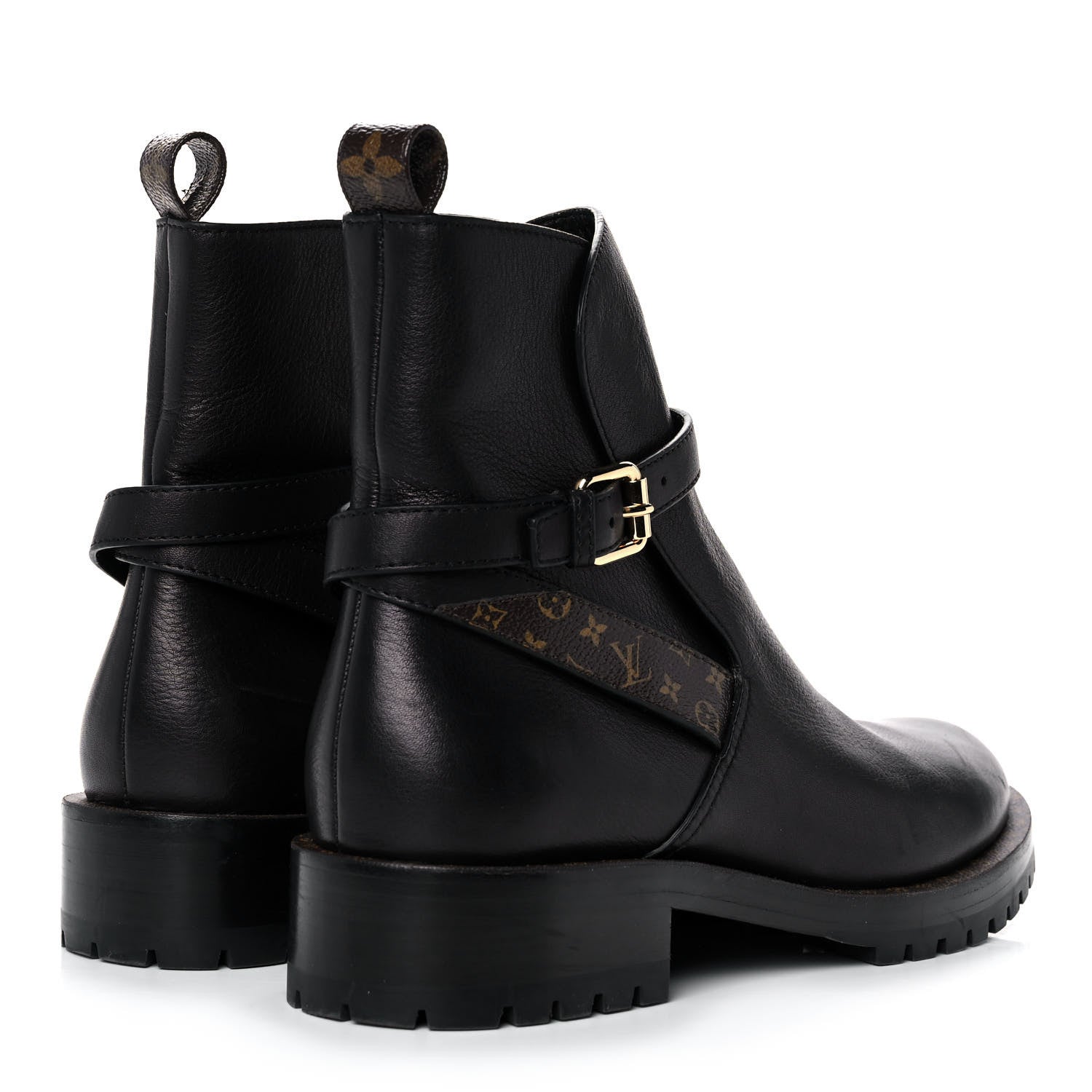 Louis Vuitton Calfskin Monogram Discovery Flat Ankle Boots 39 Black 4 of 8