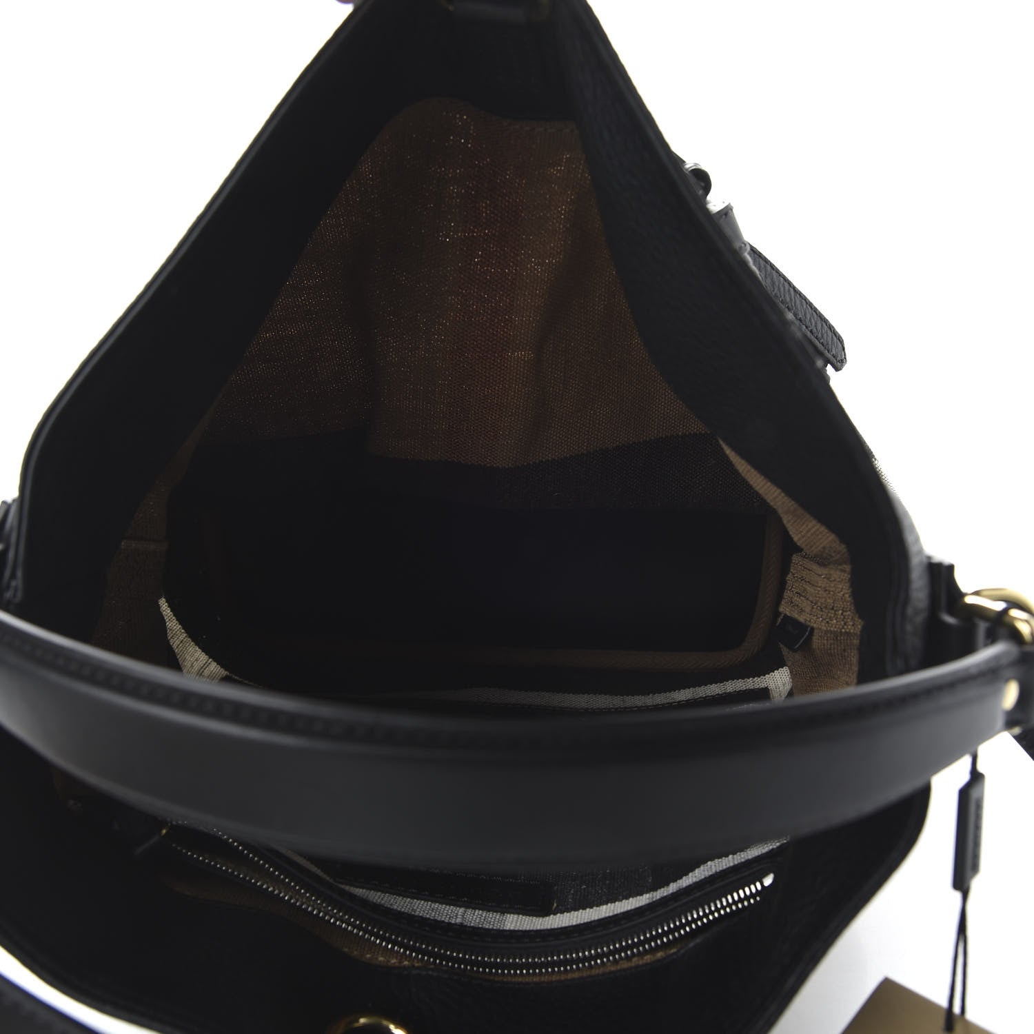 Burberry Grainy Calfskin Canvas Mega Check Medium Ashby Tassel Hobo Black 6 of 11