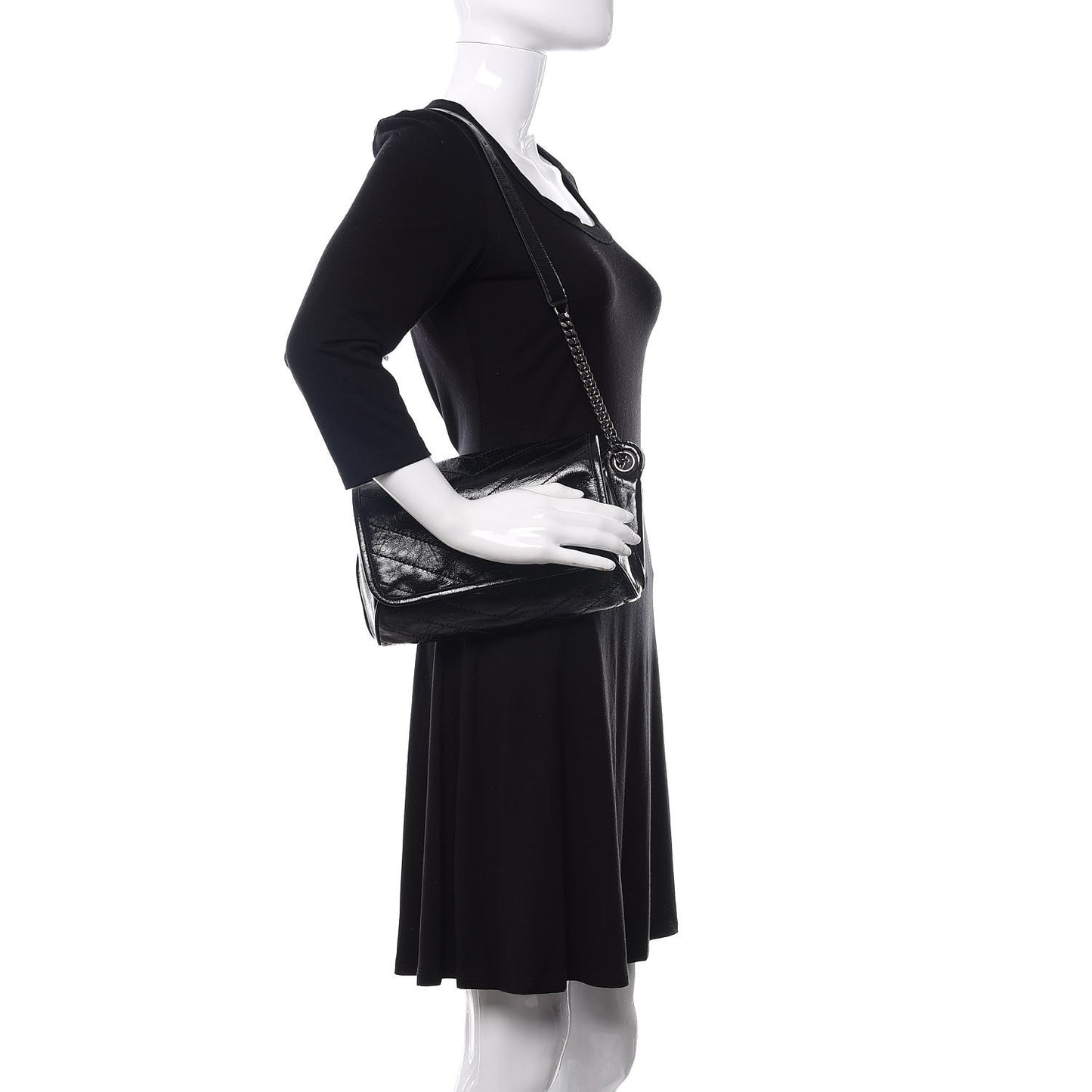 Crinkled Calfskin Matelasse Monogram Niki Body Bag Black