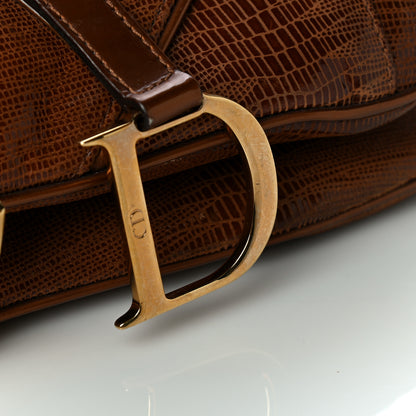 Christian Dior Lizard Double Saddle Bag Brown 14 of 15