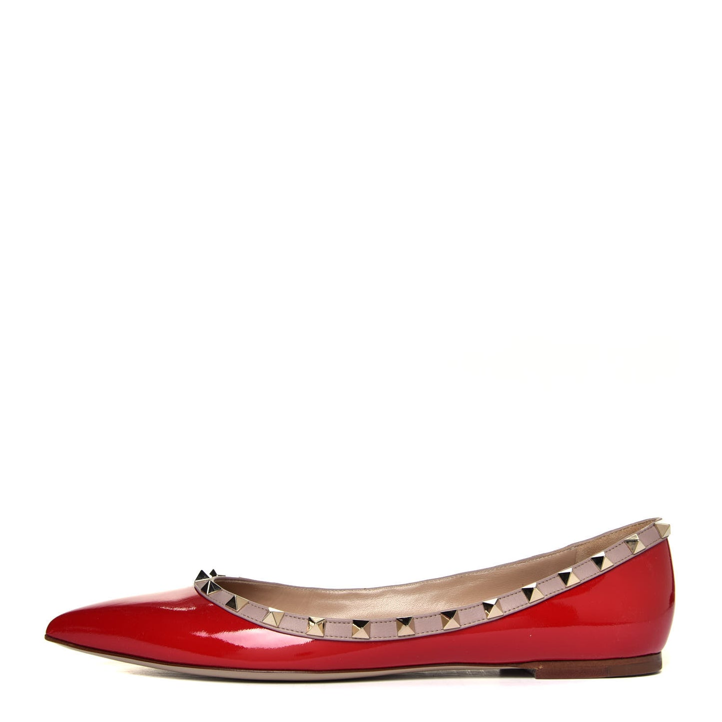 Patent Rockstud Ballerina Flats 41 Rosso Valentino Poudre