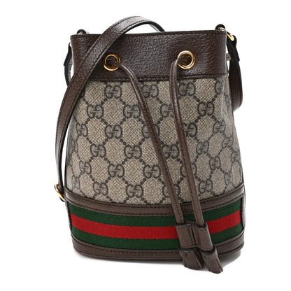 Gucci GG Supreme Monogram Web Mini Ophidia Bucket Bag Brown 1 of 7
