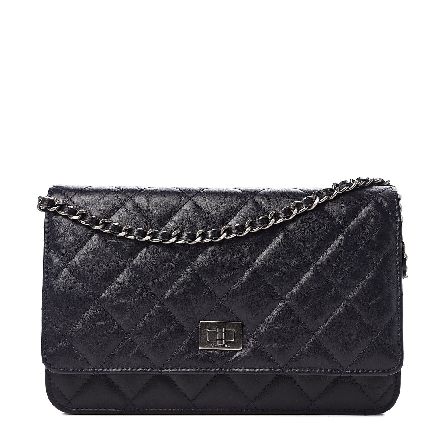 Aged Calfskin Quilted Reissue Wallet On Chain WOC Navy