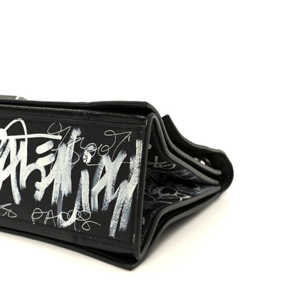 Balenciaga Agneau Arena Graffiti Medium Crush Chain Bag Black White 10 of 10