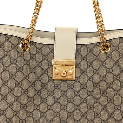 Gucci GG Supreme Monogram Medium Padlock Tote White 8 of 10