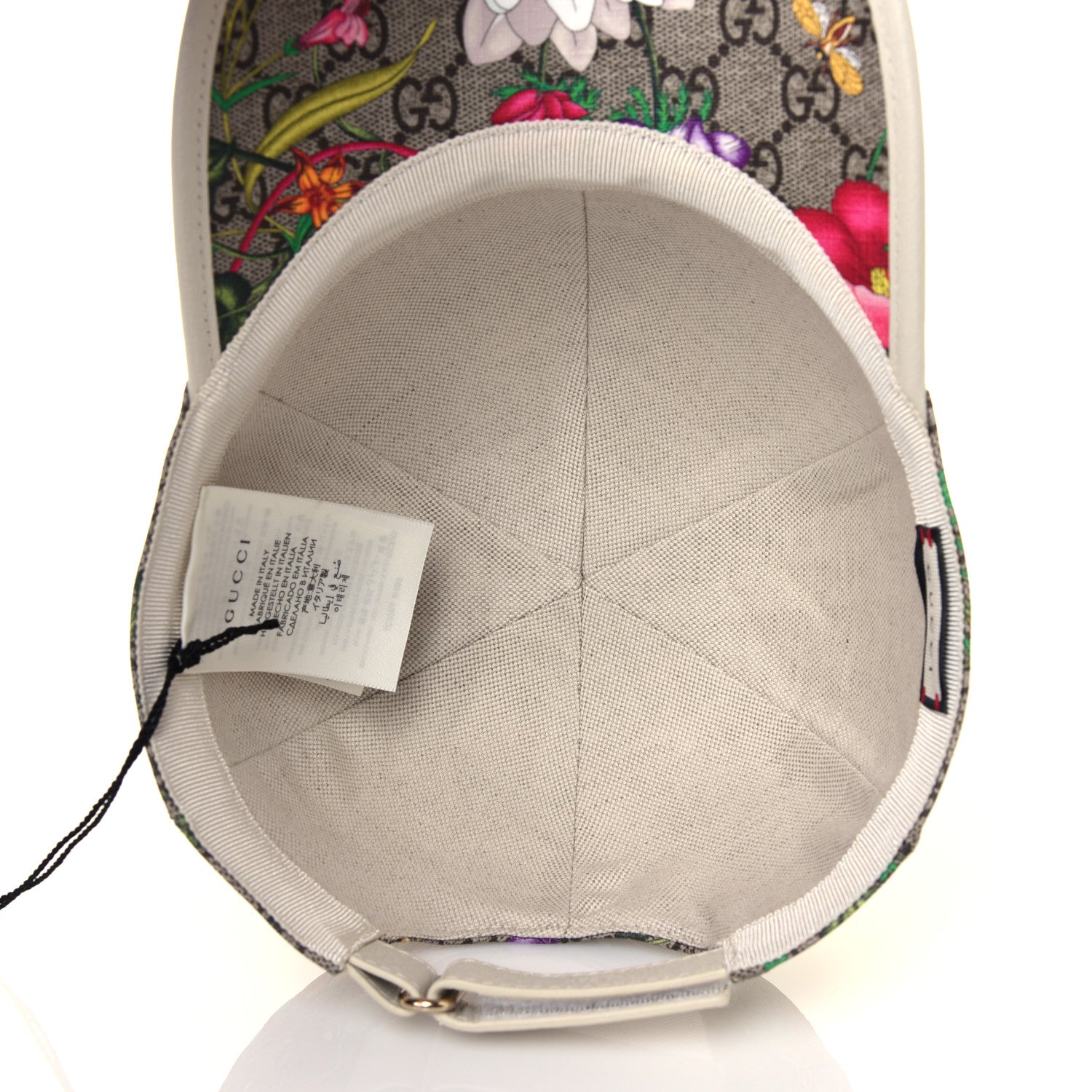 Gucci GG Supreme Flora Claudia Baseball Hat 58 L White 4 of 5