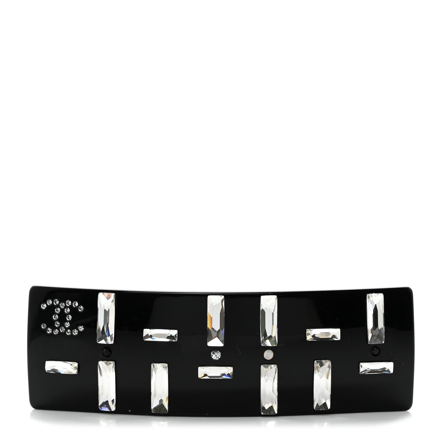 Resin Crystal CC Hair Clip Barrette Black