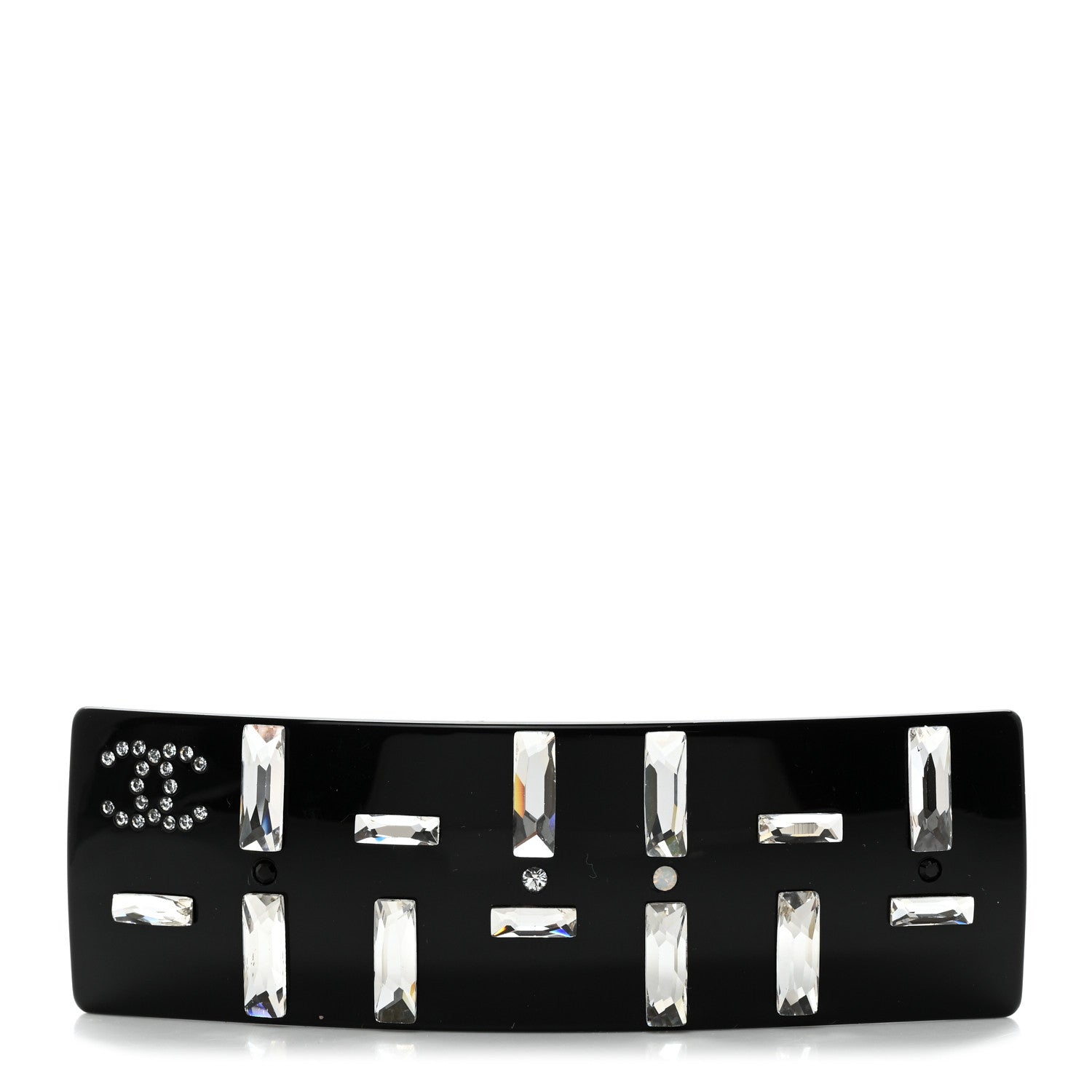 Chanel Resin Crystal CC Hair Clip Barrette Black 1 of 3