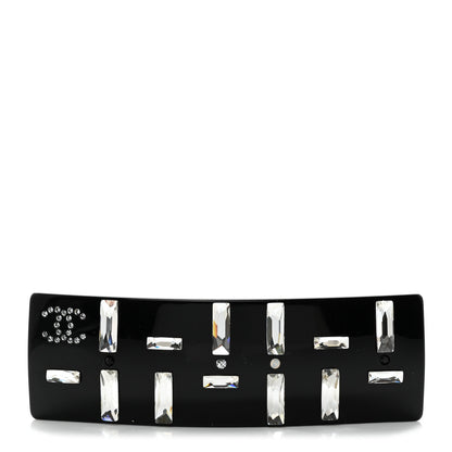 Chanel Resin Crystal CC Hair Clip Barrette Black 1 of 3