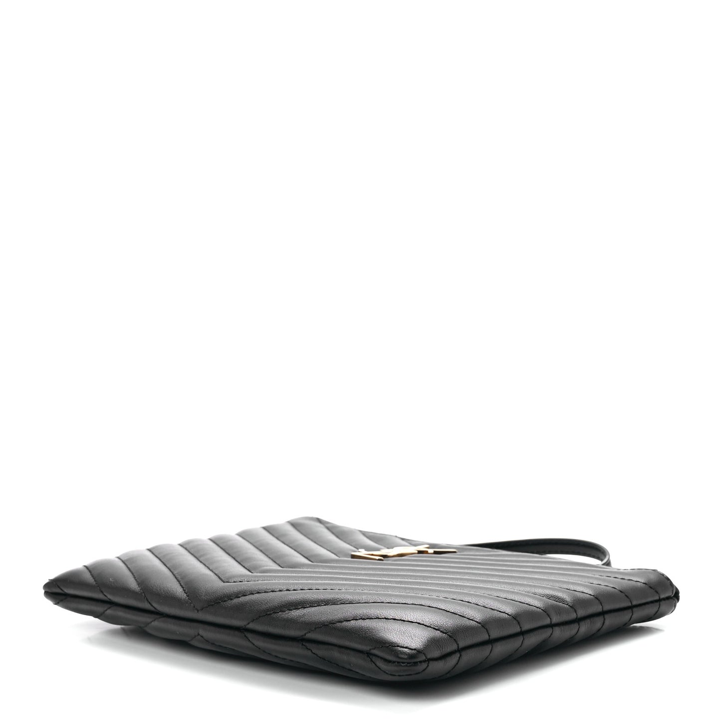 Calfskin Matelasse Chevron Monogram A5 Wristlet Black