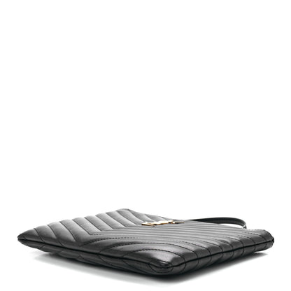 Saint Laurent Calfskin Matelasse Chevron Monogram A5 Wristlet Black 9 of 13