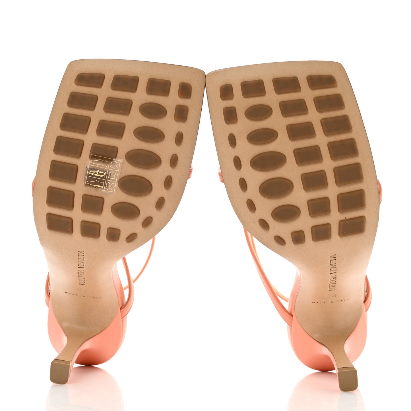 Lambskin Stretch Multi Strap 90mm Sandals 38 Papaya