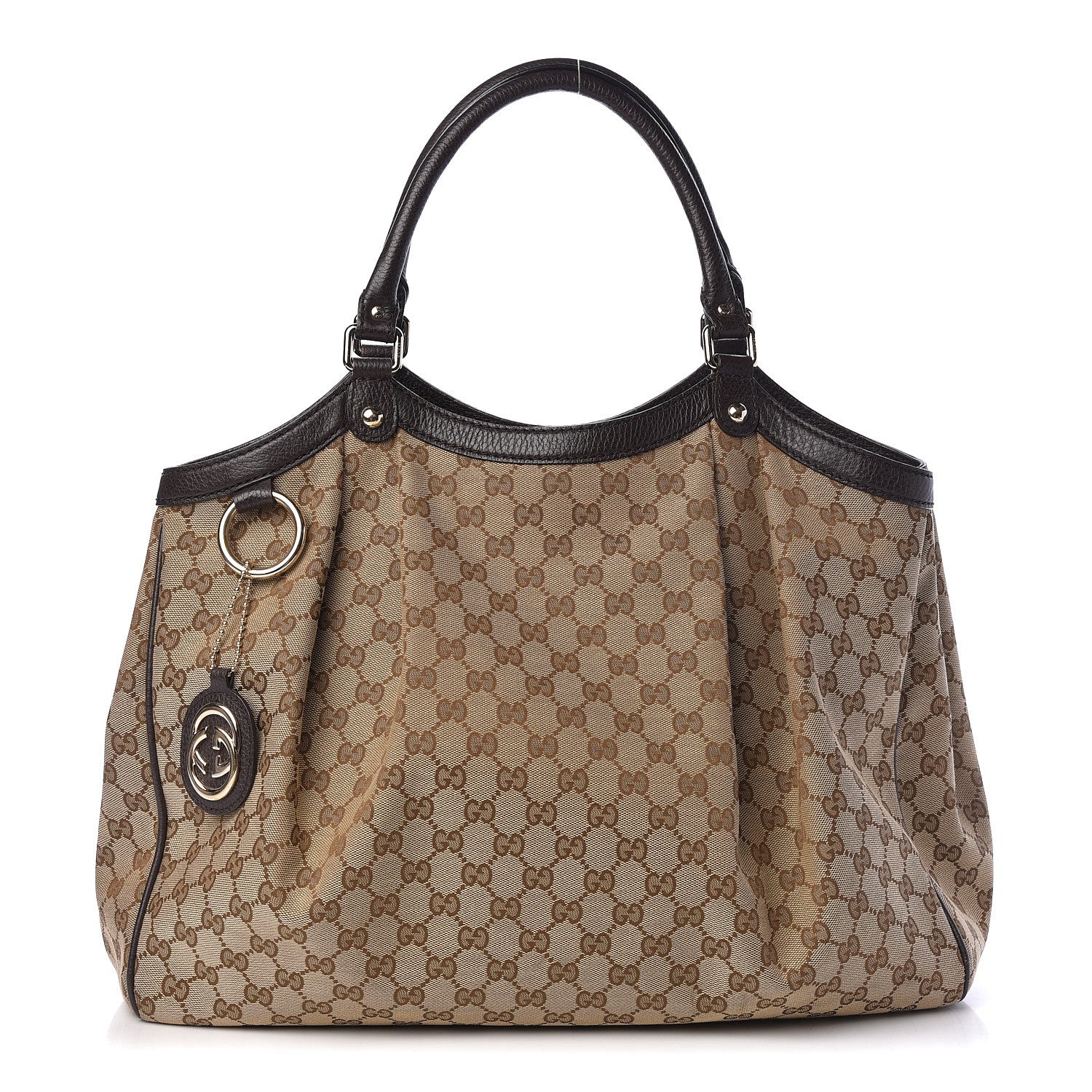 Gucci Monogram Dollar Calfskin Large Sukey Tote Beige Ebony Testa di Moro 1 of 10