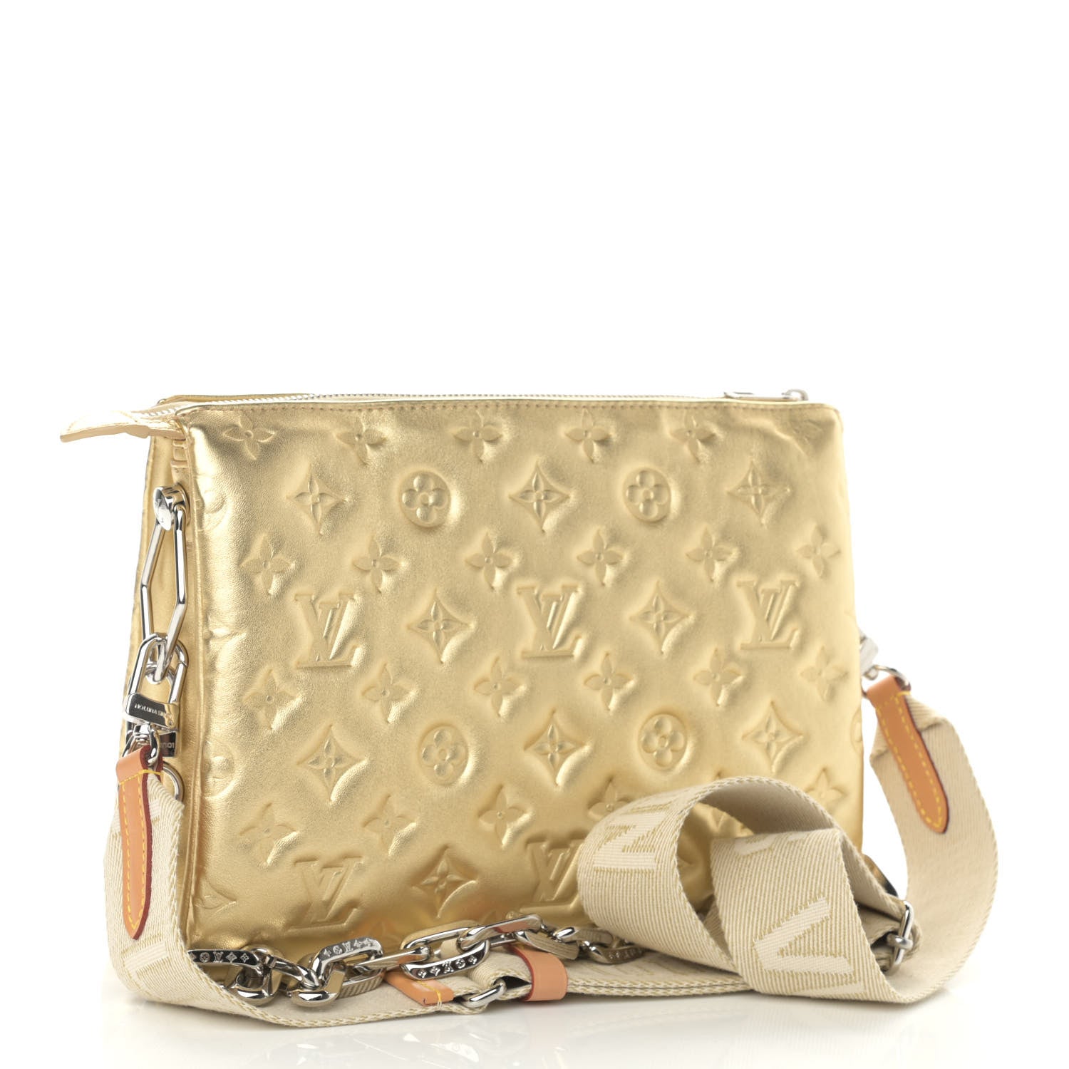 Louis Vuitton Lambskin Embossed Monogram Coussin PM Gold 3 of 11