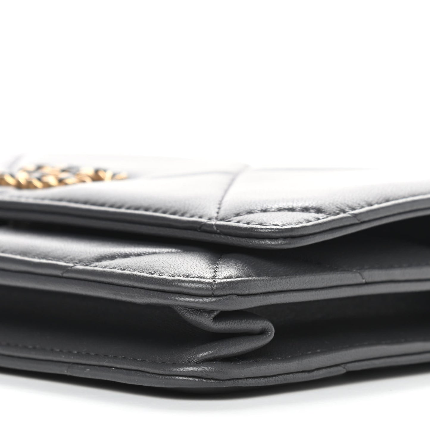 Lambskin Quilted Chanel 19 Wallet On Chain WOC Dark Grey