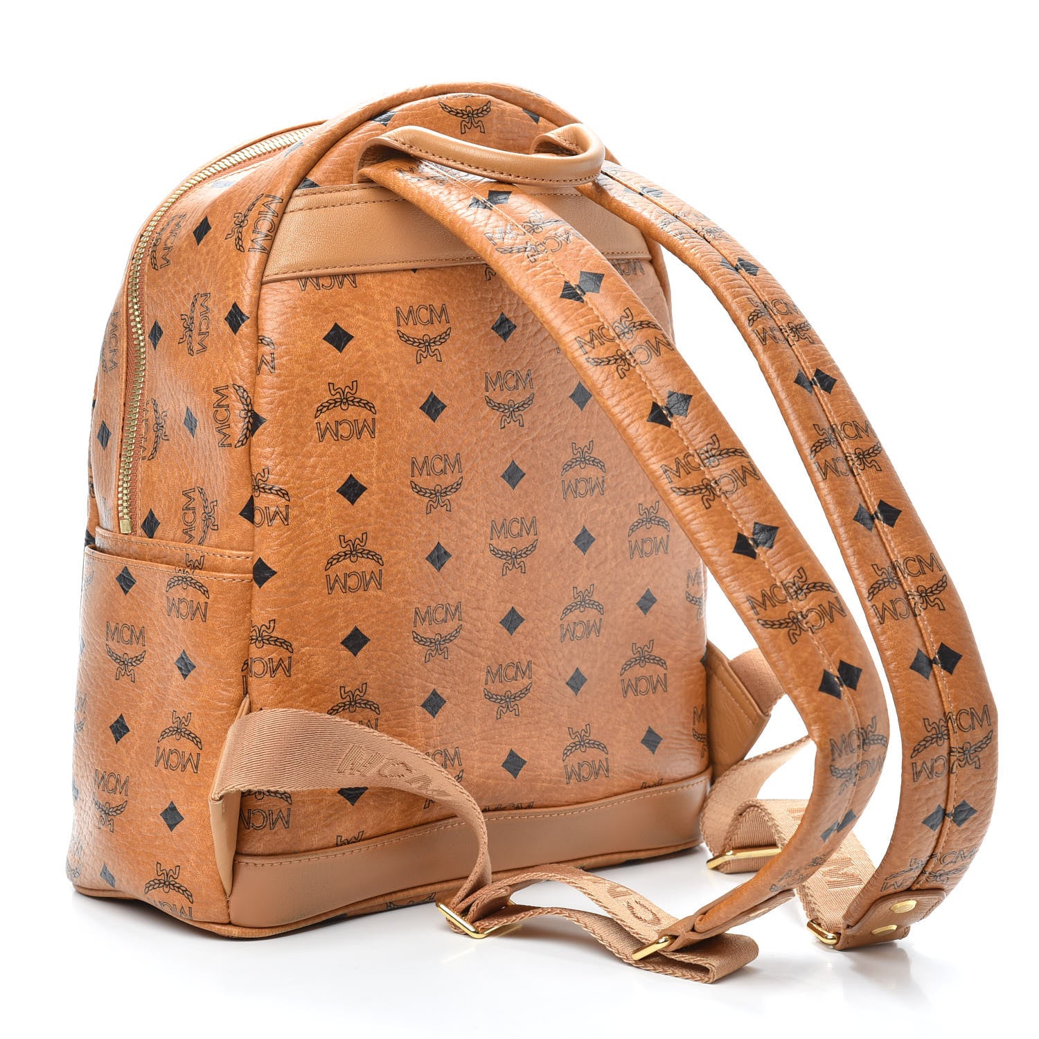 MCM Visetos Small Sprinkle Stud Stark Backpack Cognac 3 of 9
