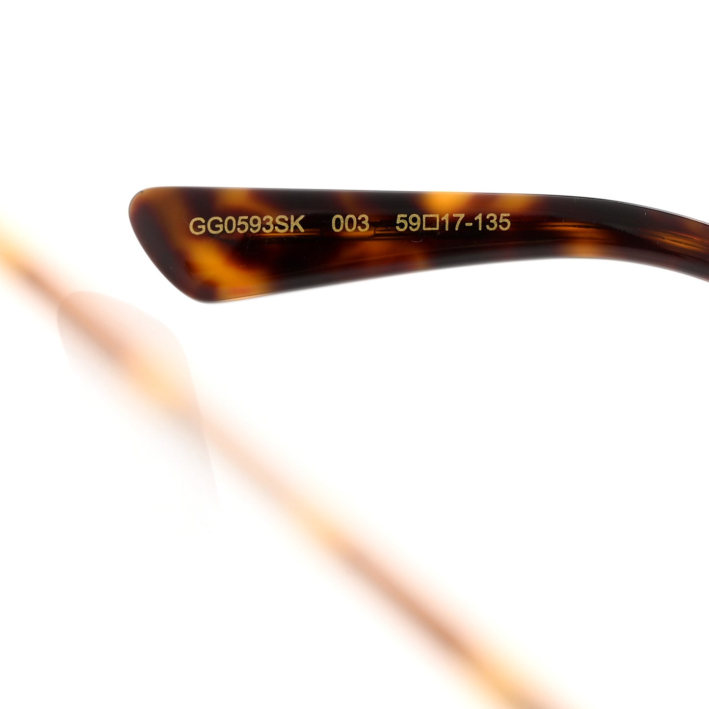 Metal Square Frame GG0593SK Sunglasses Ivory Gold Brown