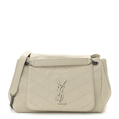 Saint Laurent Pebbled Lambskin Chevron Monogram Small Nolita Crema Soft 1 of 11