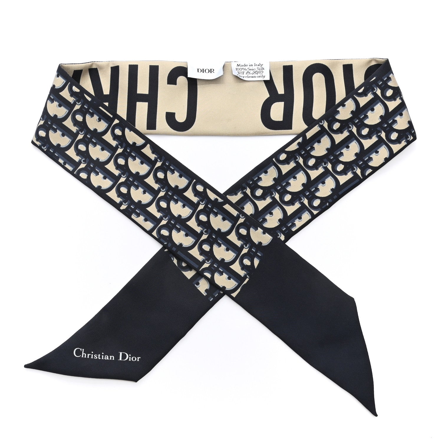 Christian Dior Silk Oblique Mitzah Scarf Blue 1 of 3