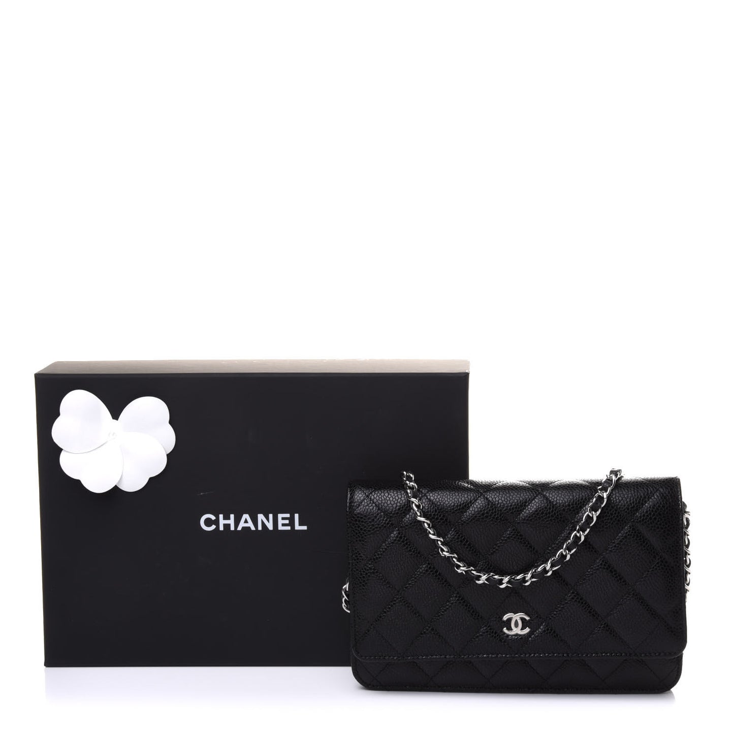 Caviar Quilted Wallet On Chain WOC Black