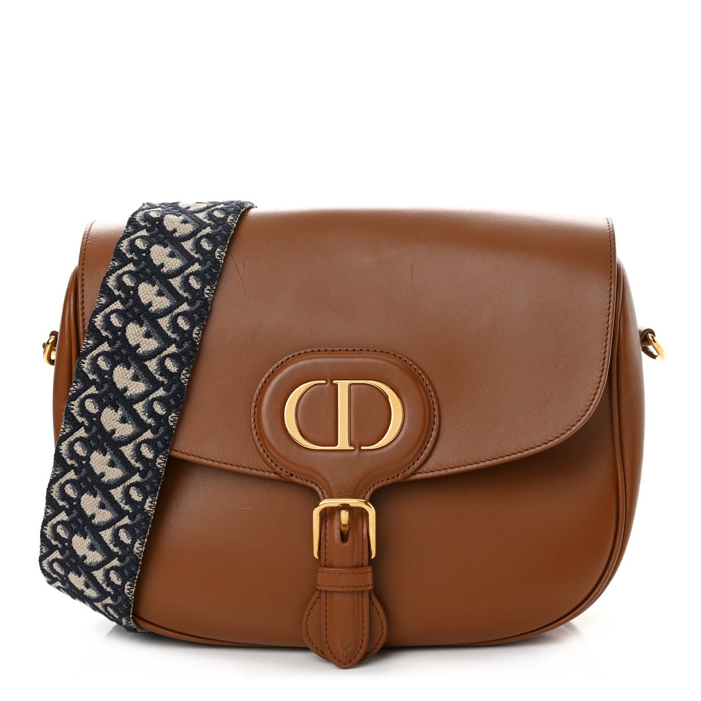 Box Calfskin Large Bobby Flap Dark Tan