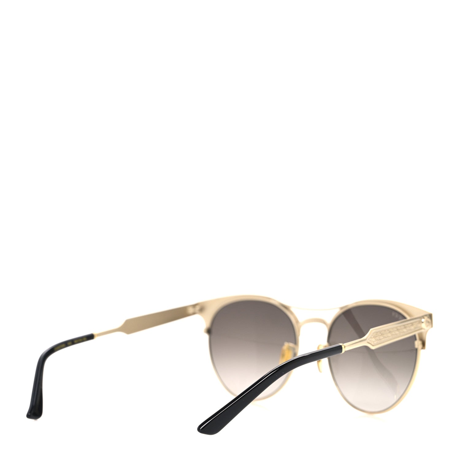Gucci Round Metal GG0075SK Sunglasses Black Gold 1763729