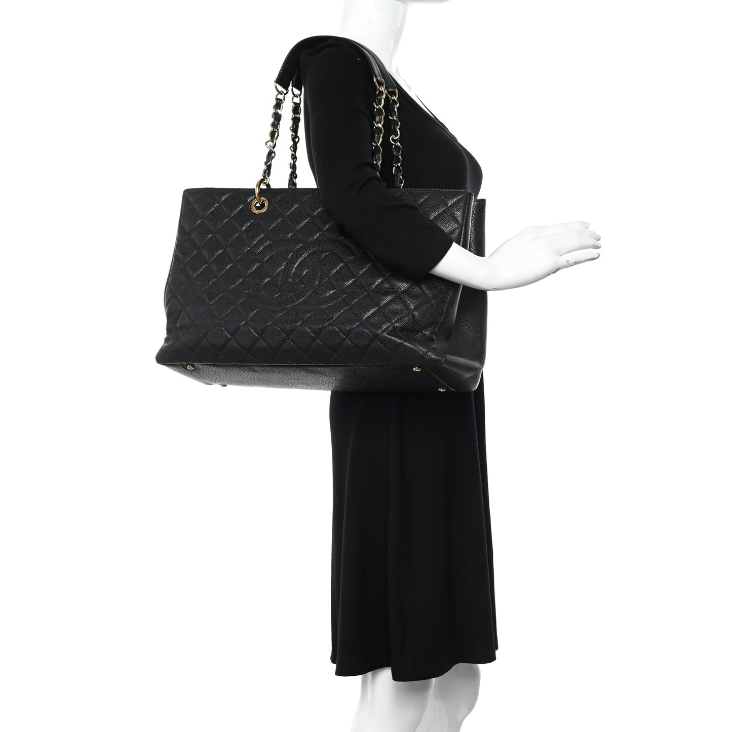 Caviar Quilted XL Grand Shopping Tote GST Black