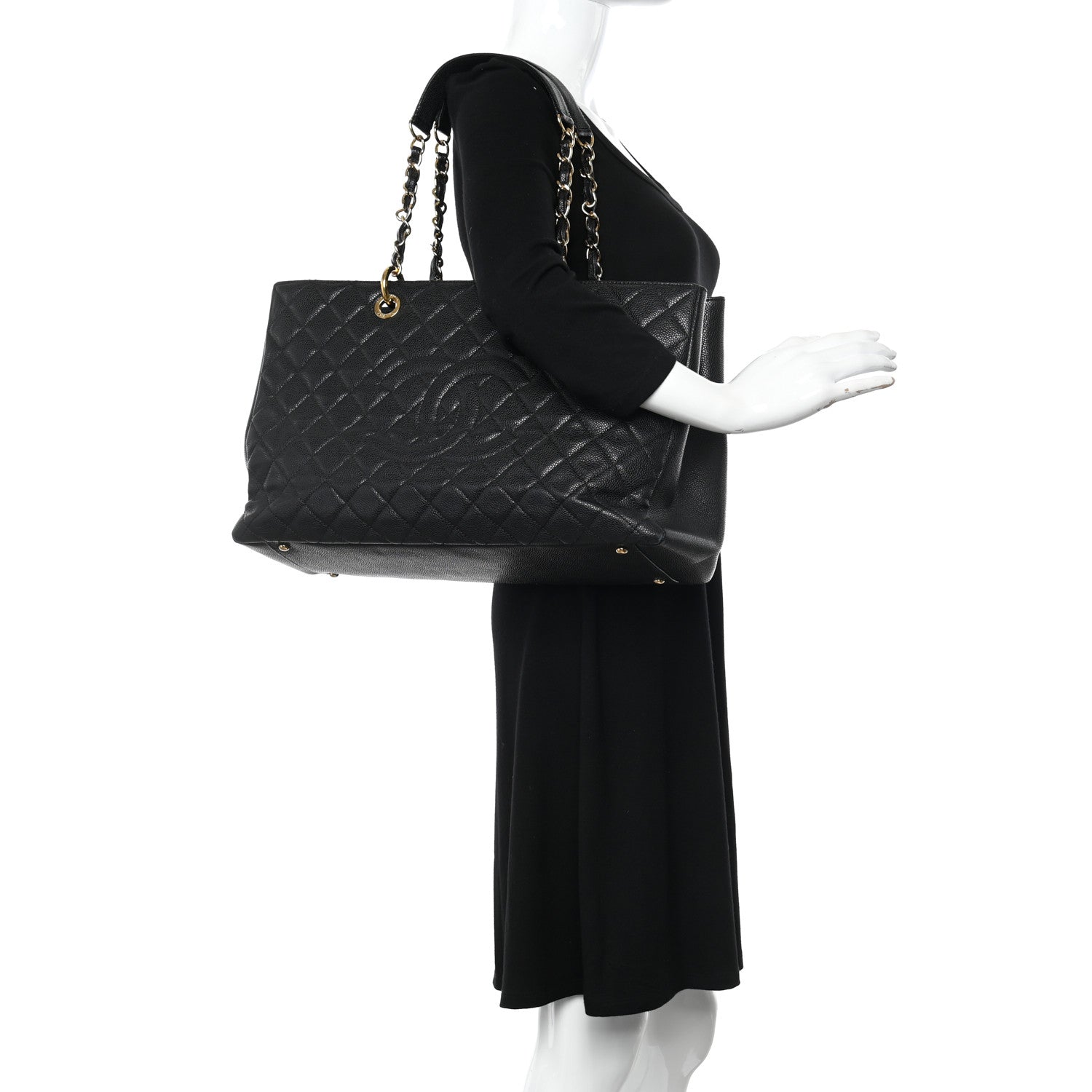 Chanel Caviar Quilted XL Grand Shopping Tote GST Black 2 of 16