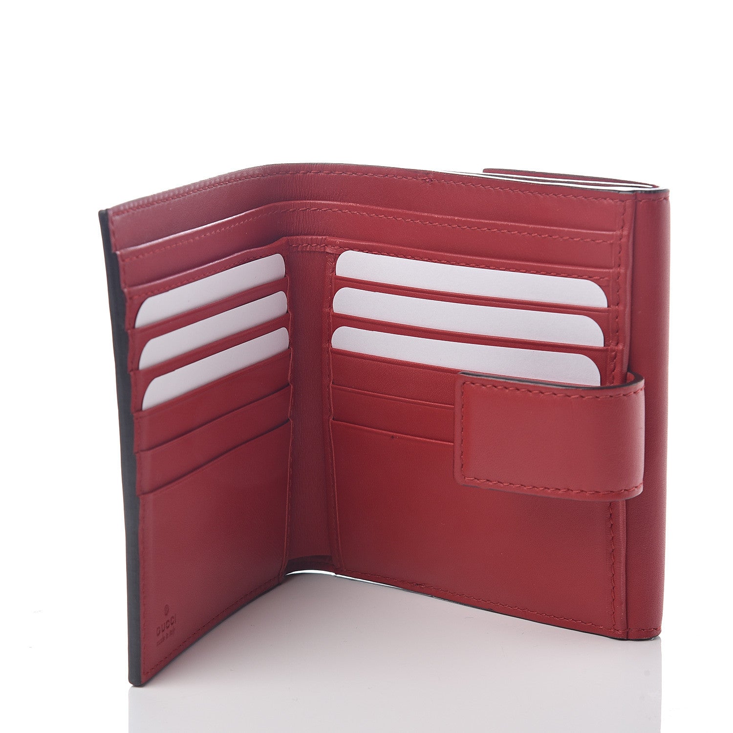 Gucci Calfskin French Flap Wallet Hibiscus Red New Rosette 4 of 6