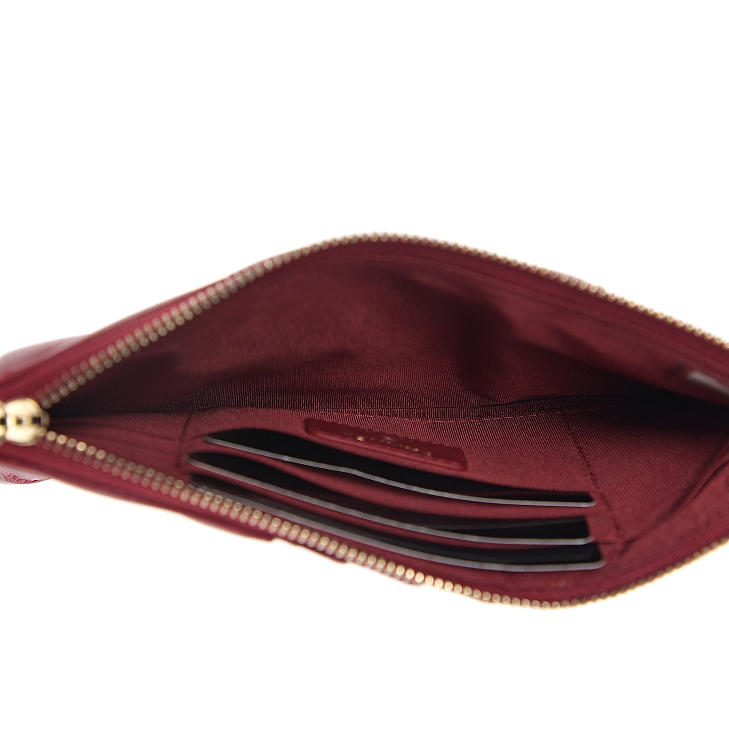 Shiny Goatskin Quilted 19 Flat Wallet Pouch Rouge