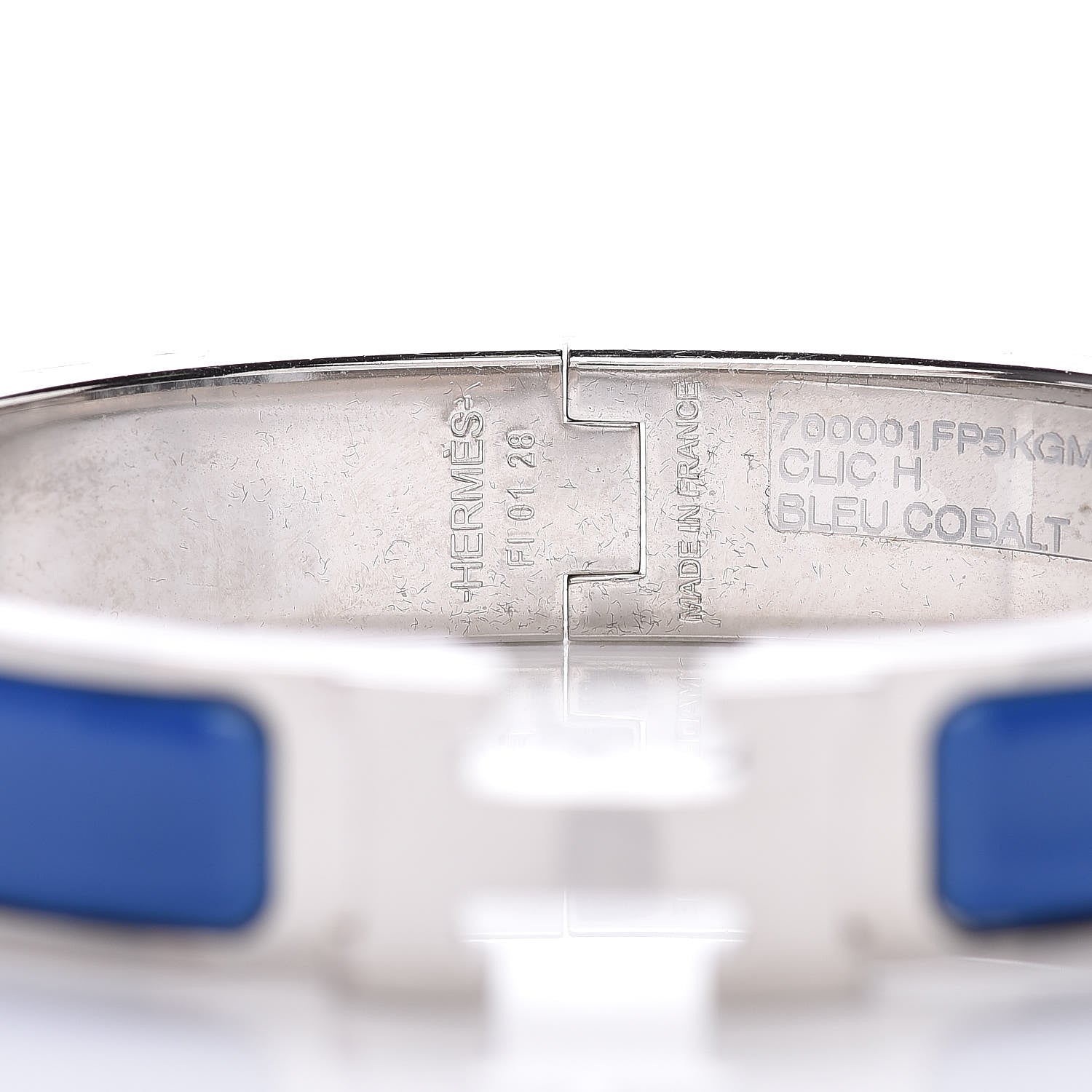 Hermes Enamel Narrow Clic Clac H Bracelet GM Bleu Cobalt 4 of 6